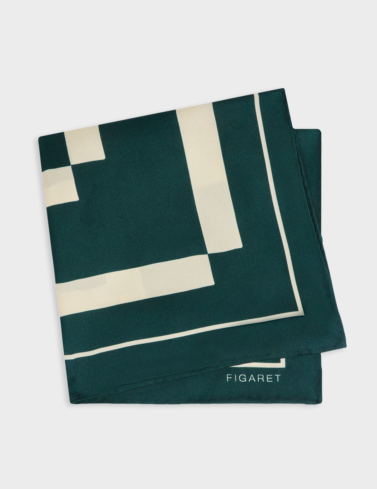 Printed green silk pouch