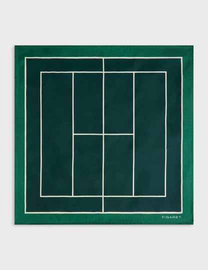 Printed dark green silk pocket square