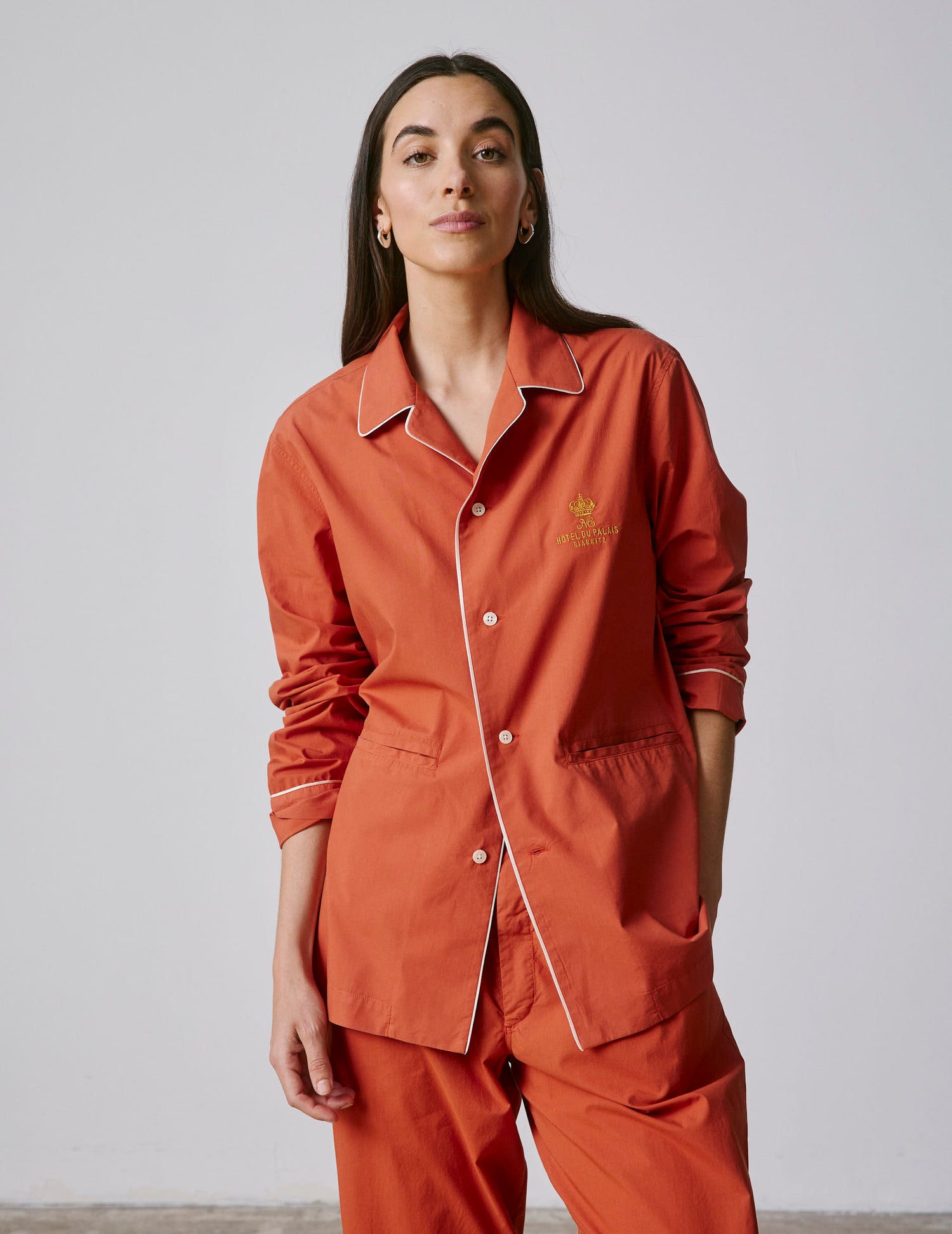 Palais pajamas in rust-orange poplin