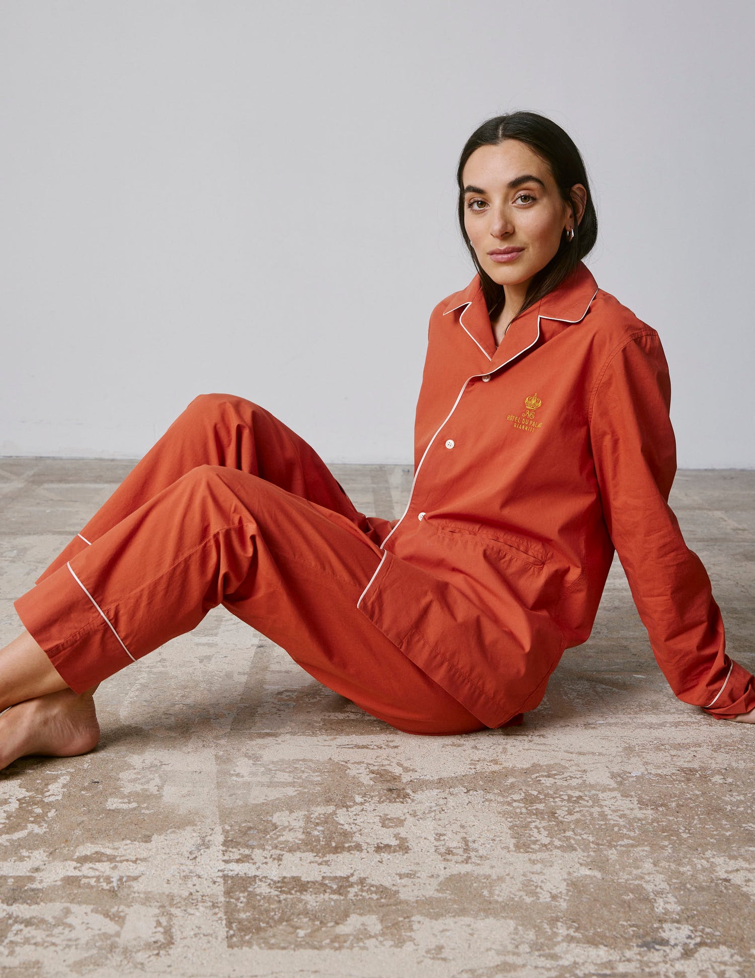 Palais pajamas in rust-orange poplin
