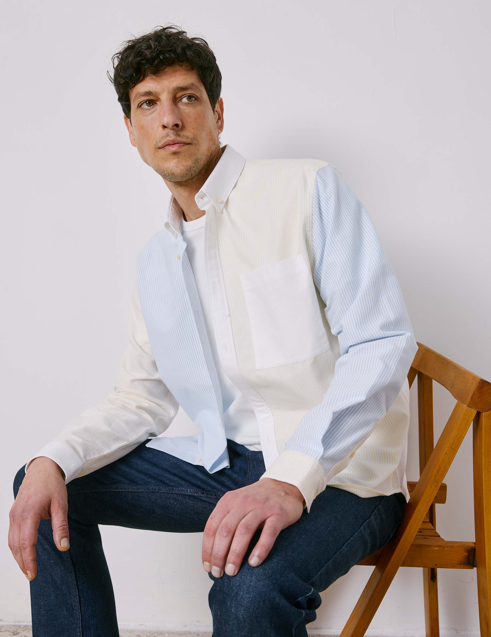 William Striped yellow  Fun shirt  - Oxford - American Collar