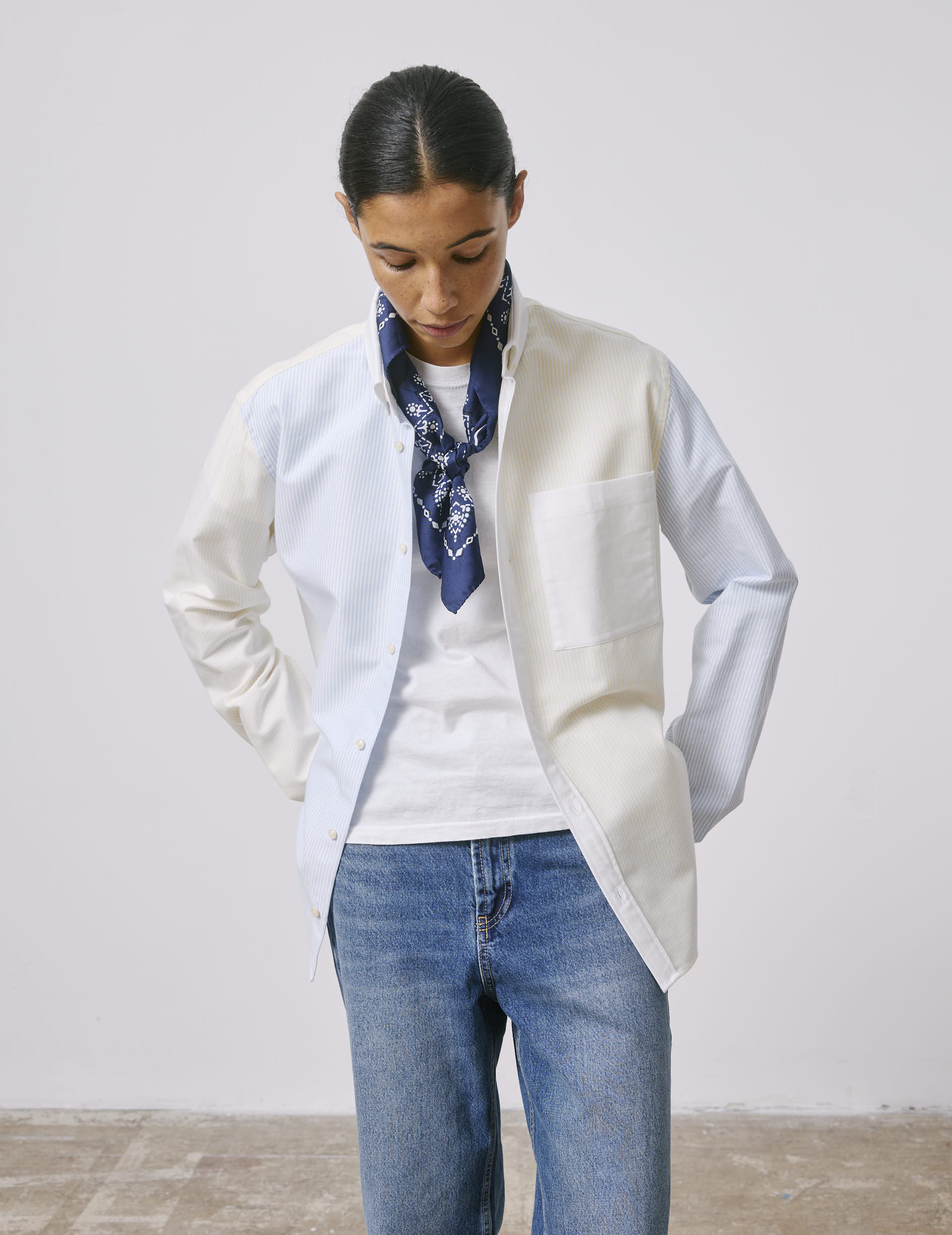 William Striped yellow  Fun shirt  - Oxford - American Collar