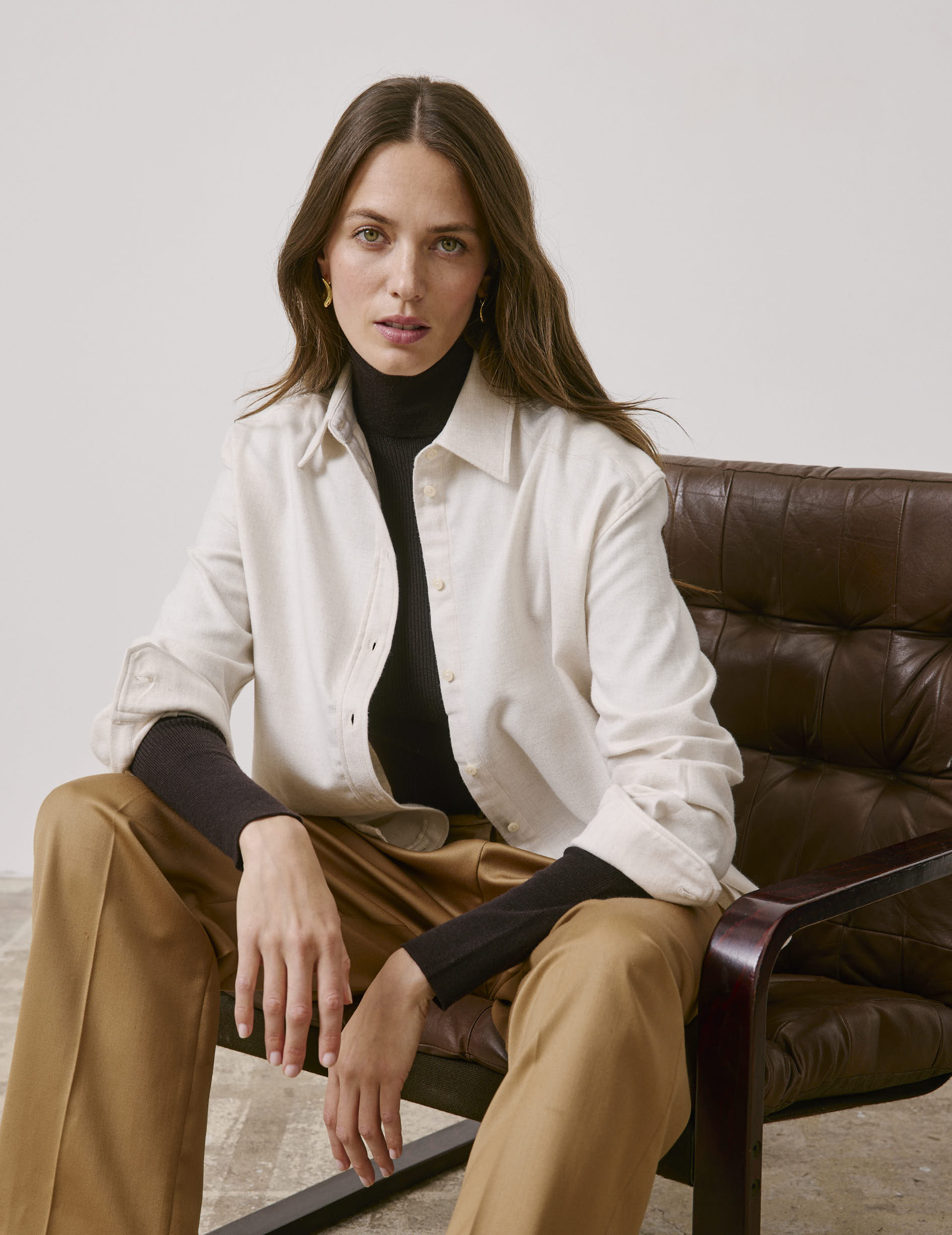 Ecru flannel Ambre shirt - Flannel - Shirt Collar