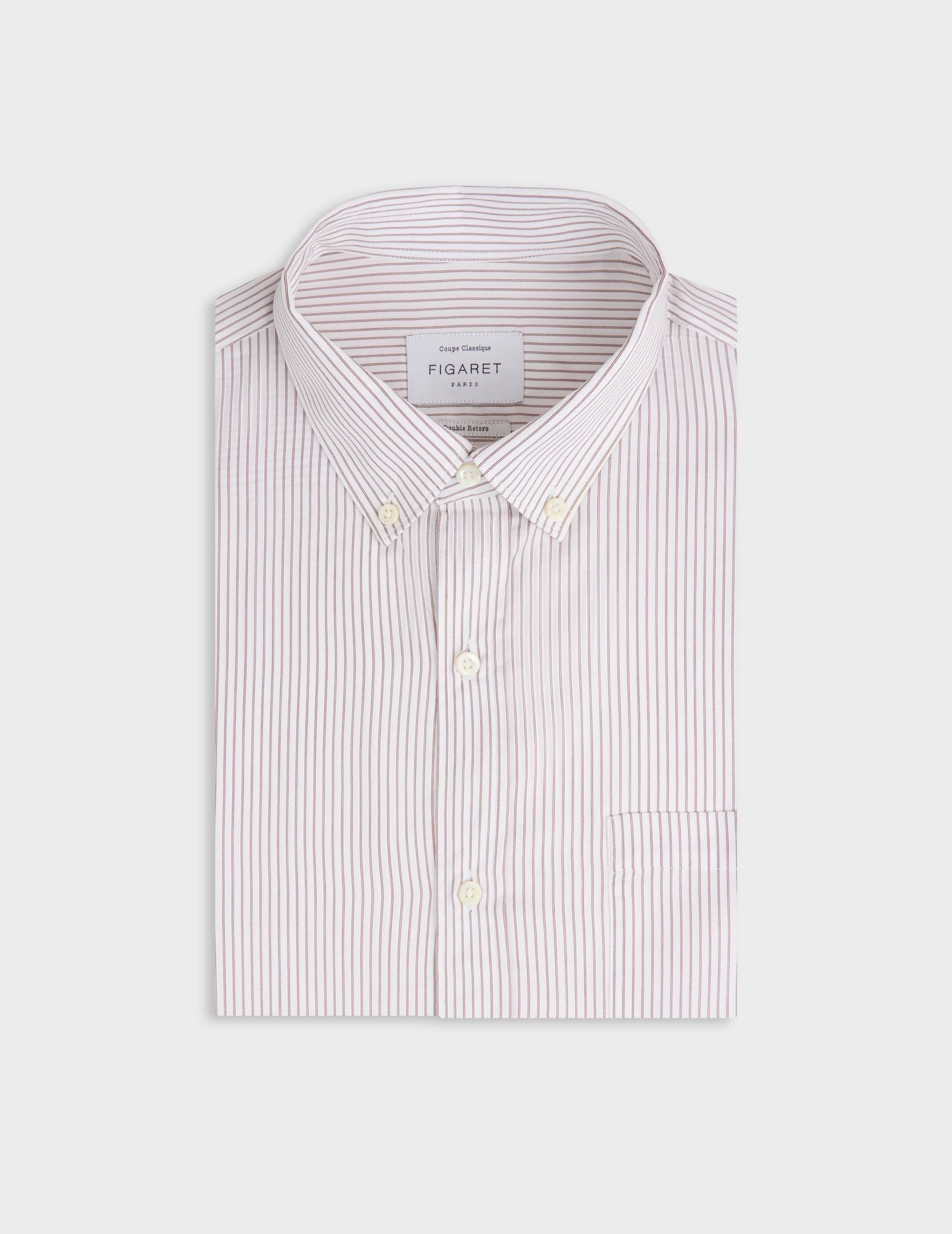 Classic brown striped shirt - Twill - American Collar