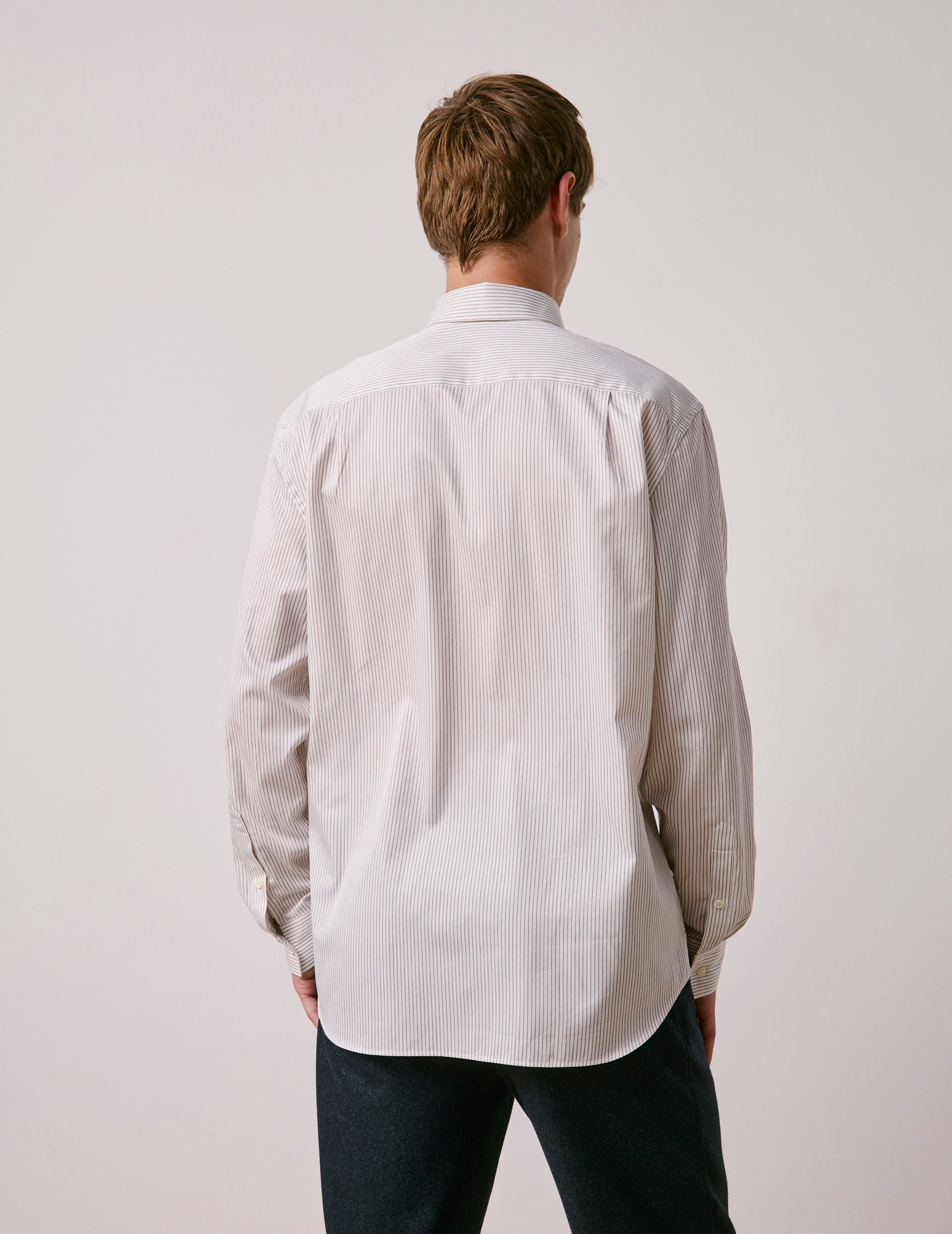 Classic brown striped shirt - Twill - American Collar