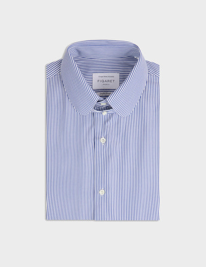 Semi-fitted blue striped shirt