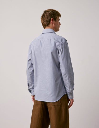 Semi-fitted blue striped shirt