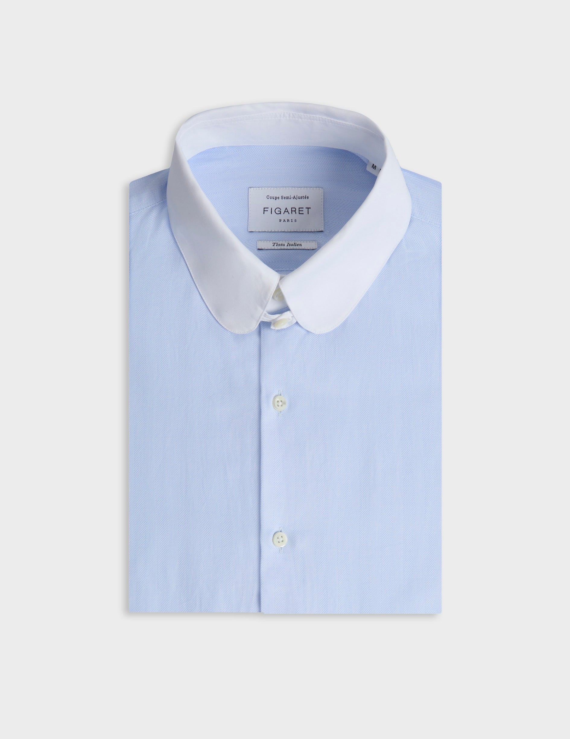 Semi-fitted light blue shirt - Chevron - English Collar