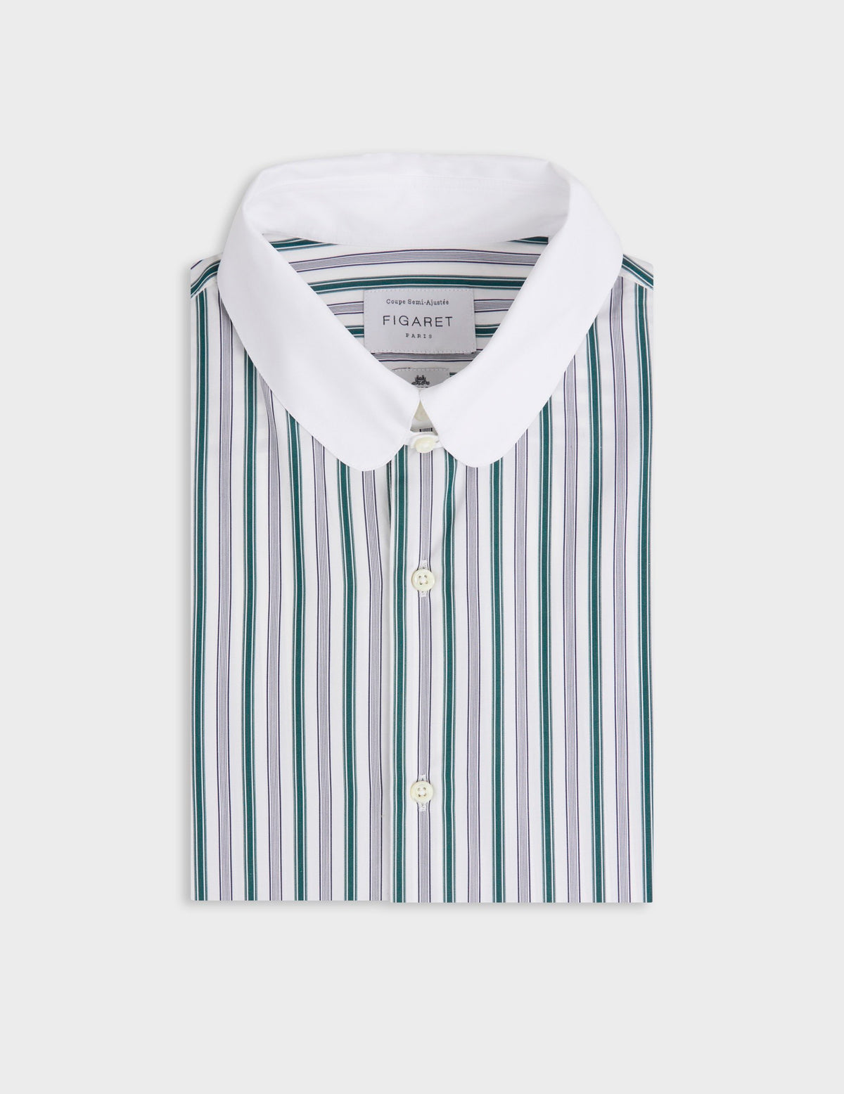 Semi-fitted green striped shirt