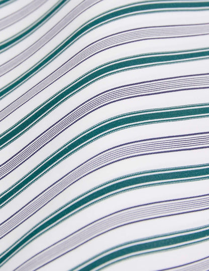 Semi-fitted green striped shirt