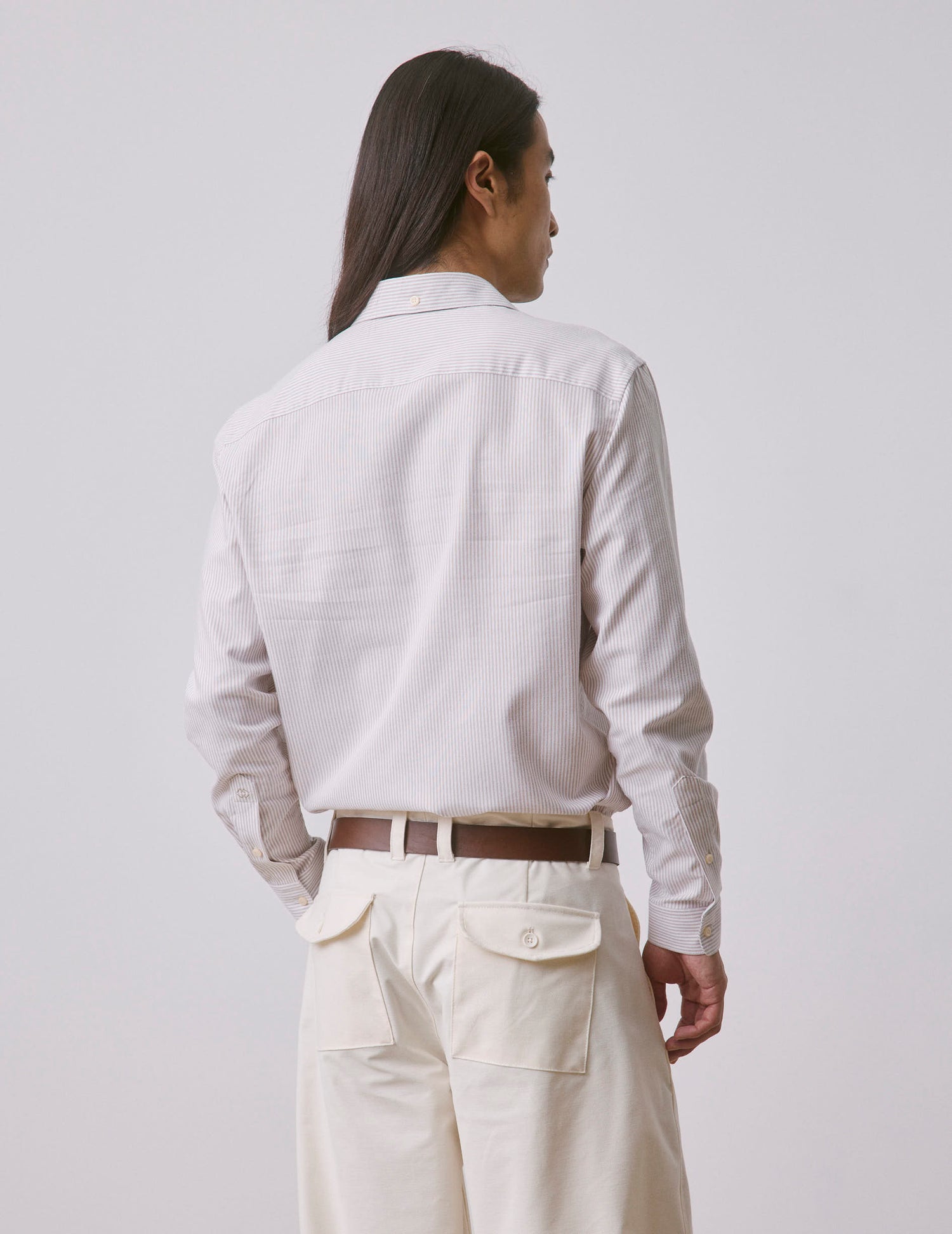 Beige striped Aristote shirt - Oxford - Italian Collar#2