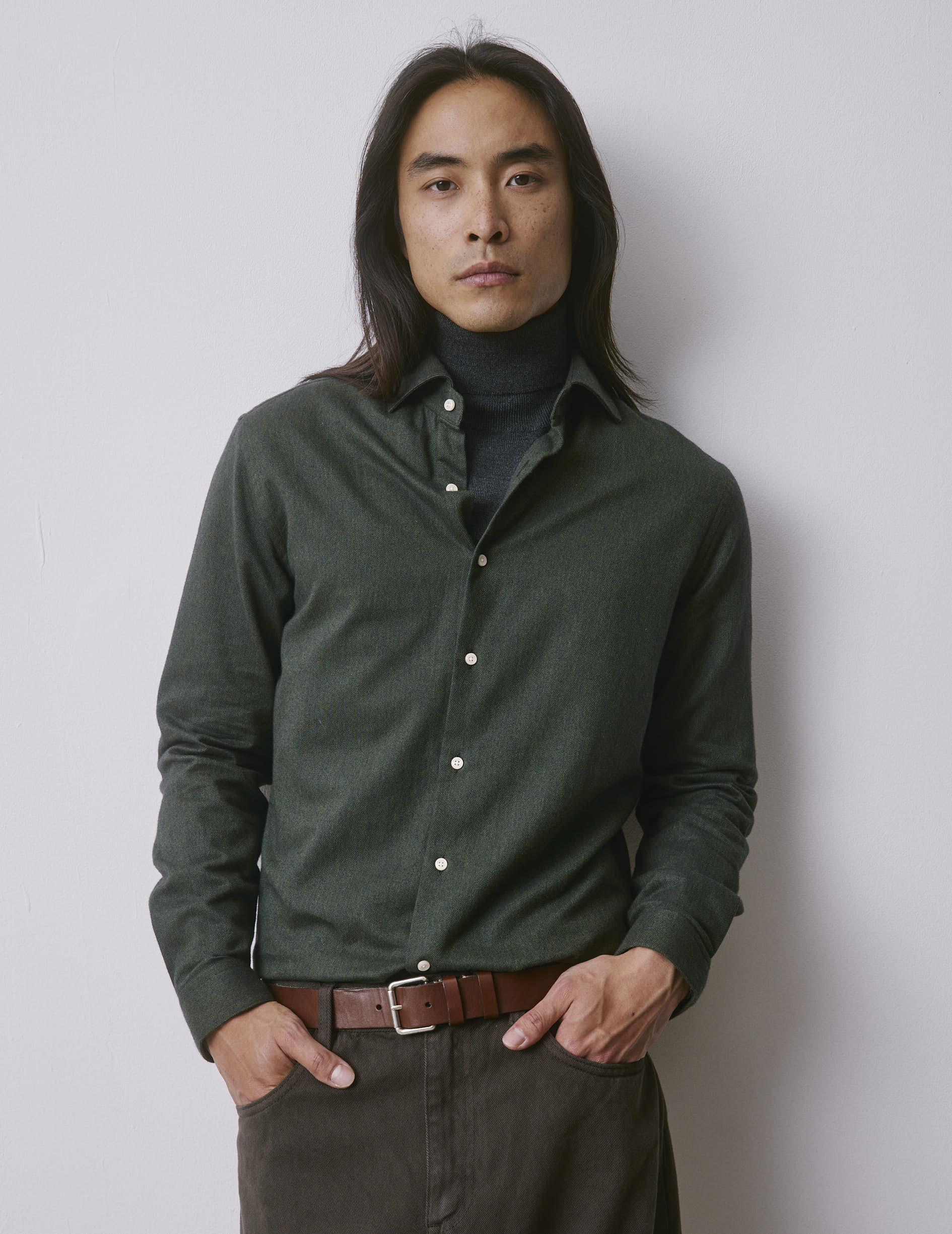 Green flannel Aristote shirt - Flannel - Italian Collar