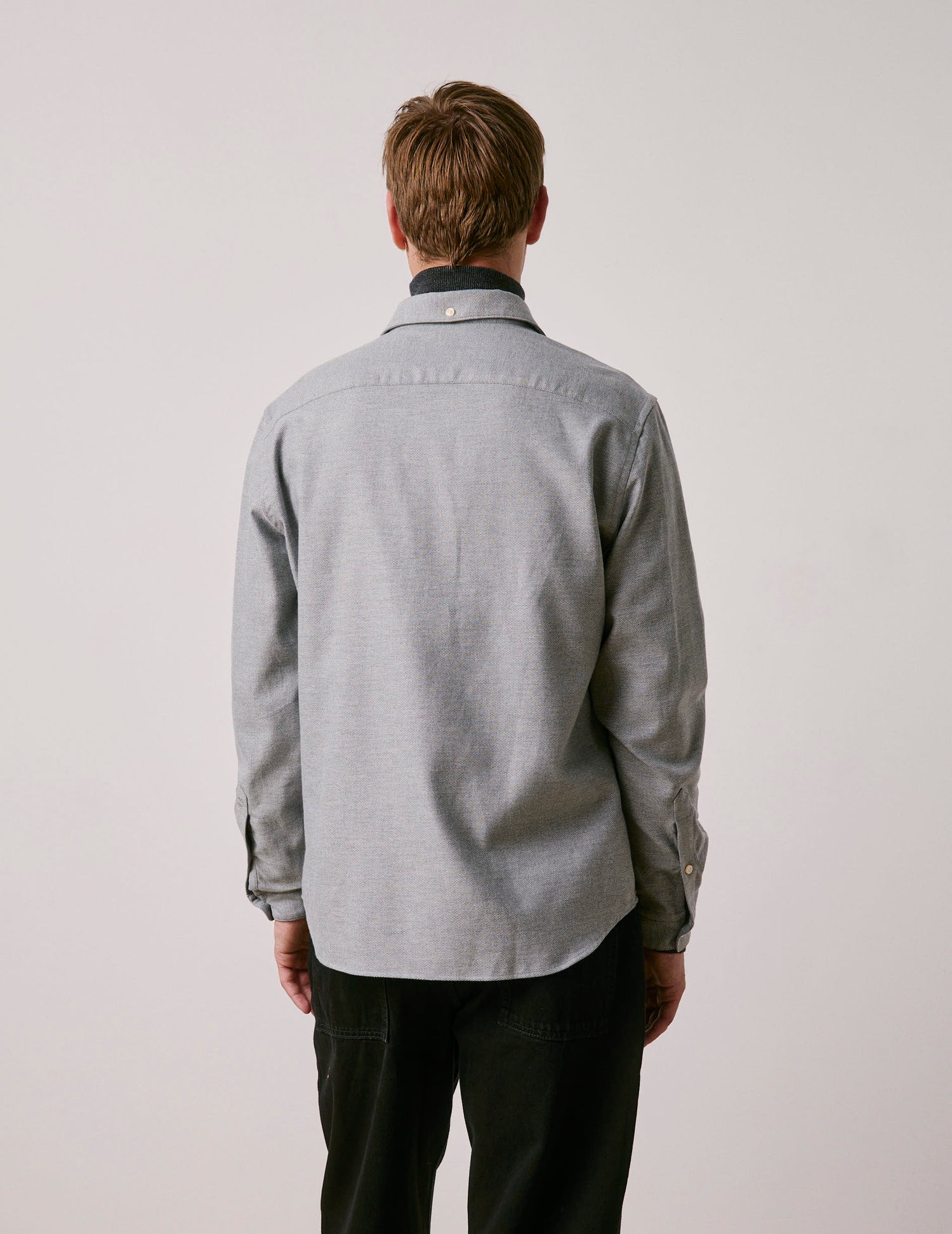 Grey flannel Aristote shirt - Flannel - Italian Collar#2