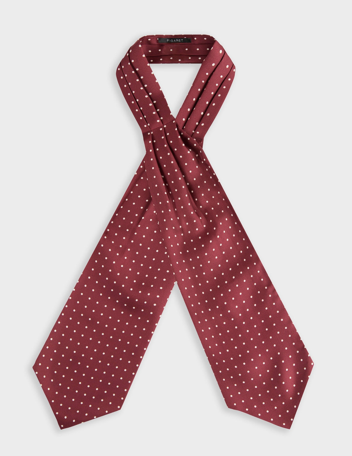Burgundy polka dot silk twill ascot