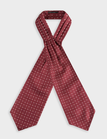 Burgundy polka dot silk twill ascot