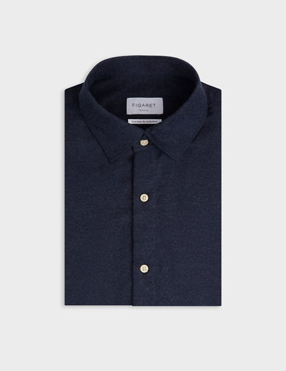 Navy blue flannel and cashmere Auguste shirt