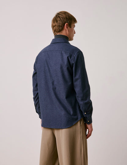 Navy blue flannel and cashmere Auguste shirt