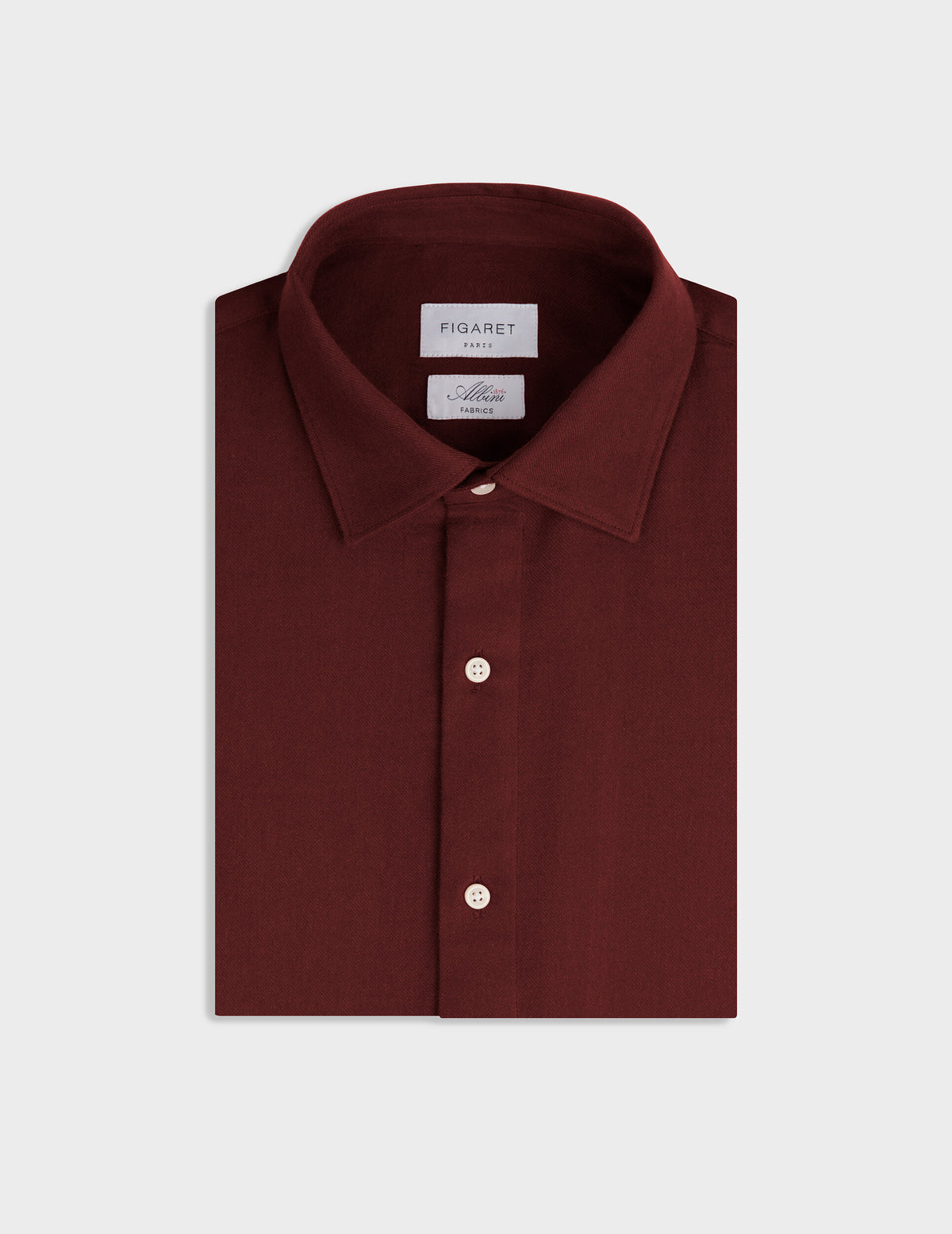 Burgundy flannel Auguste shirt - Flannel - French Collar#3