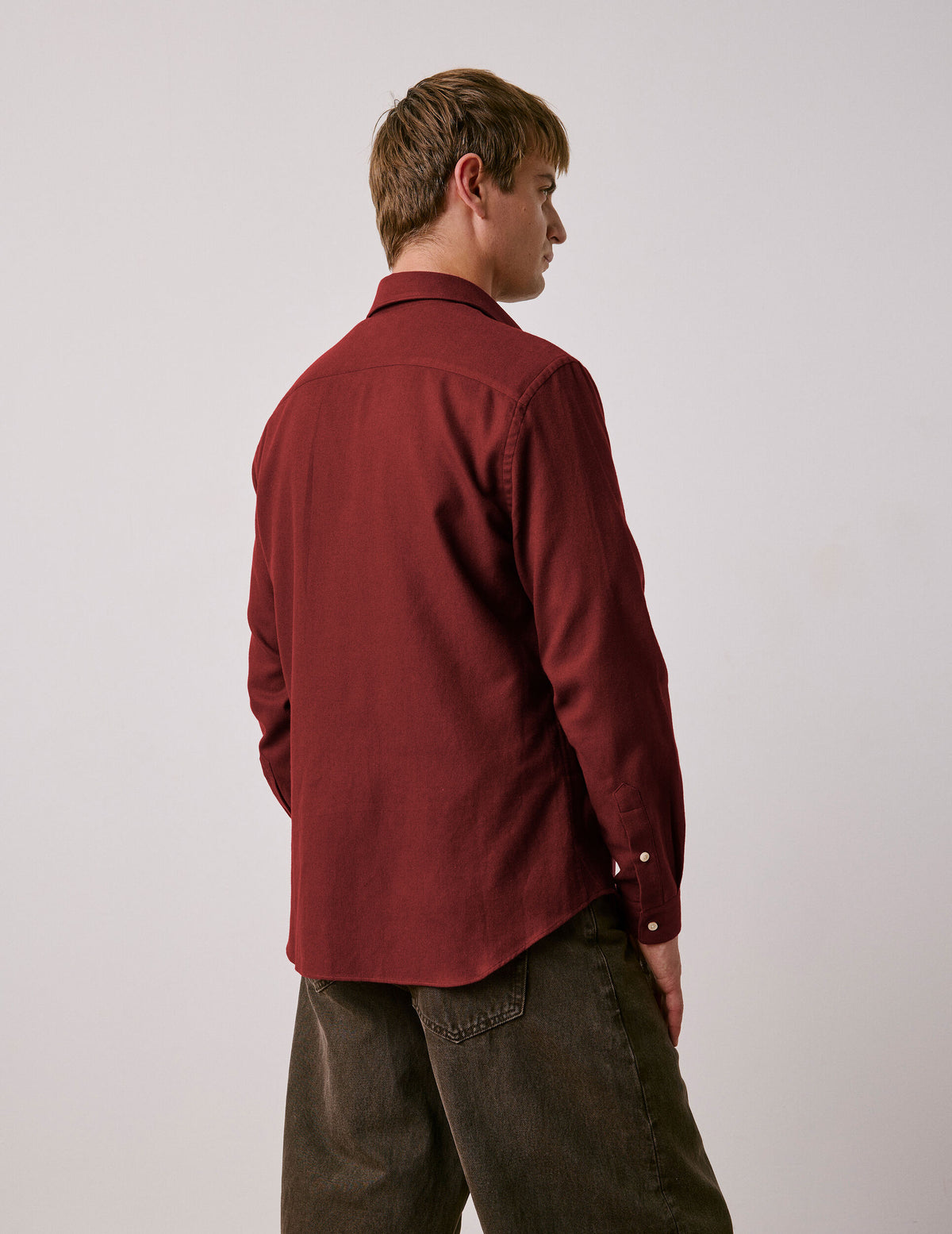 Burgundy flannel Auguste shirt - Flannel - French Collar#2