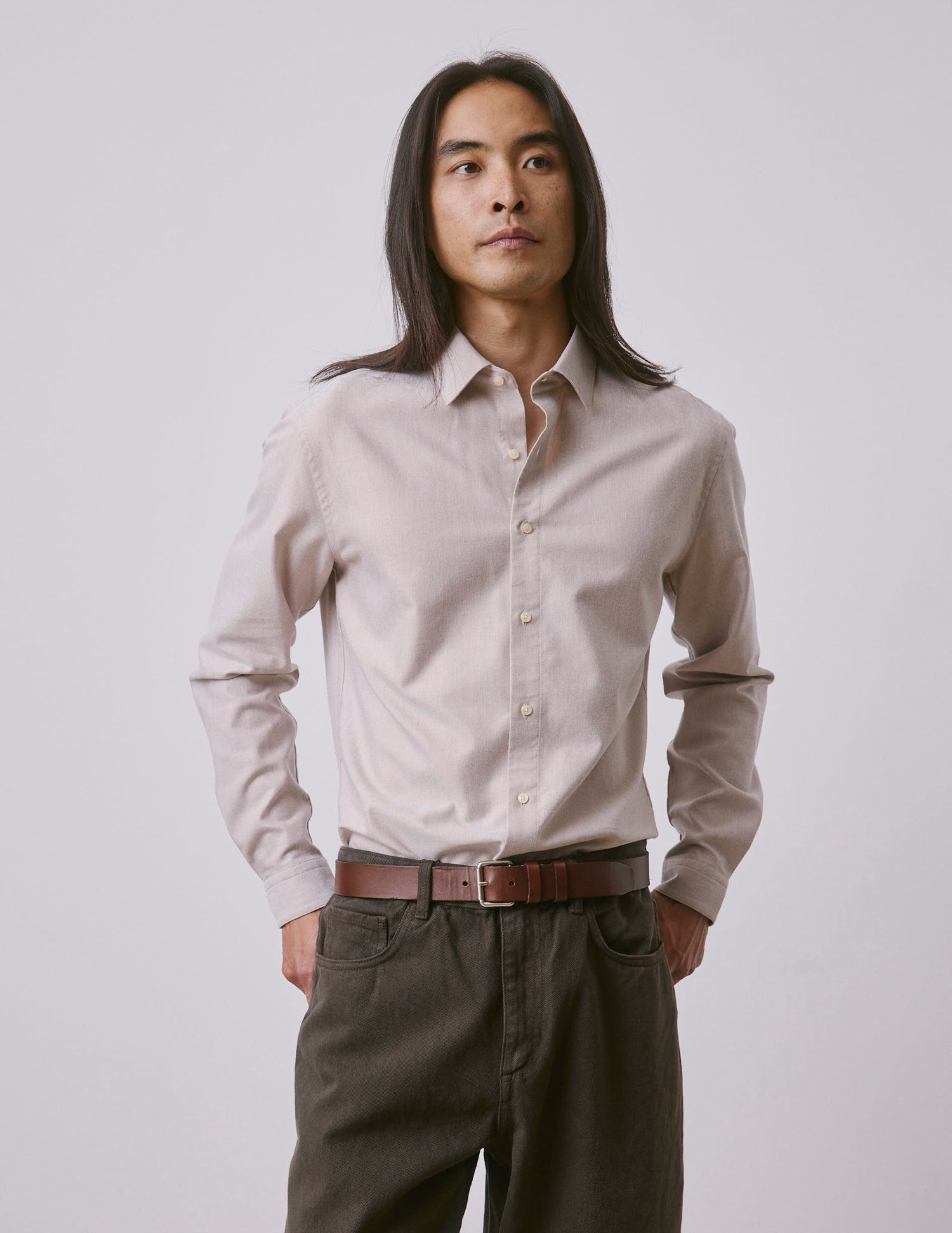 Beige Auguste shirt - Oxford - French Collar