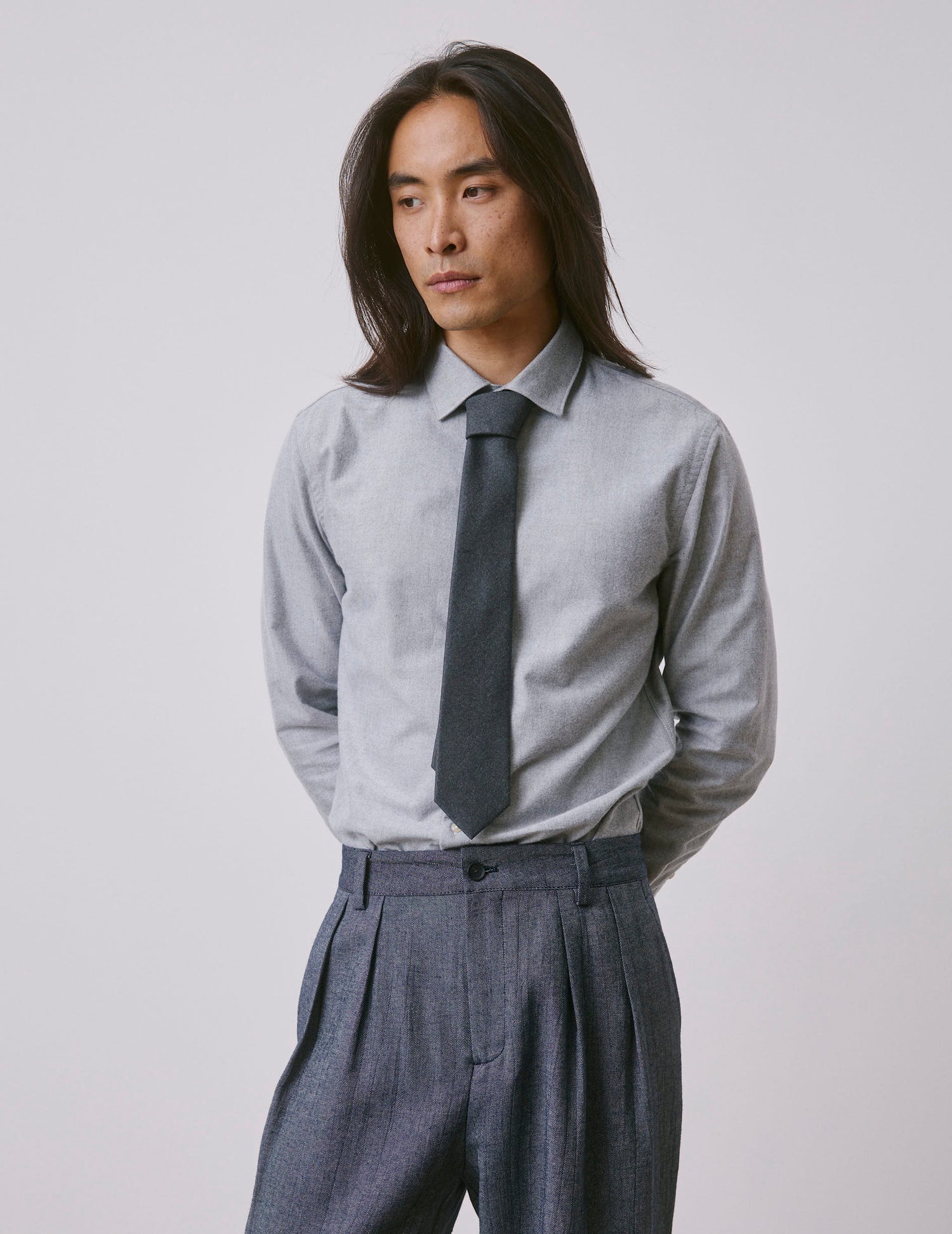 Grey Auguste shirt - brushed oxford - French Collar