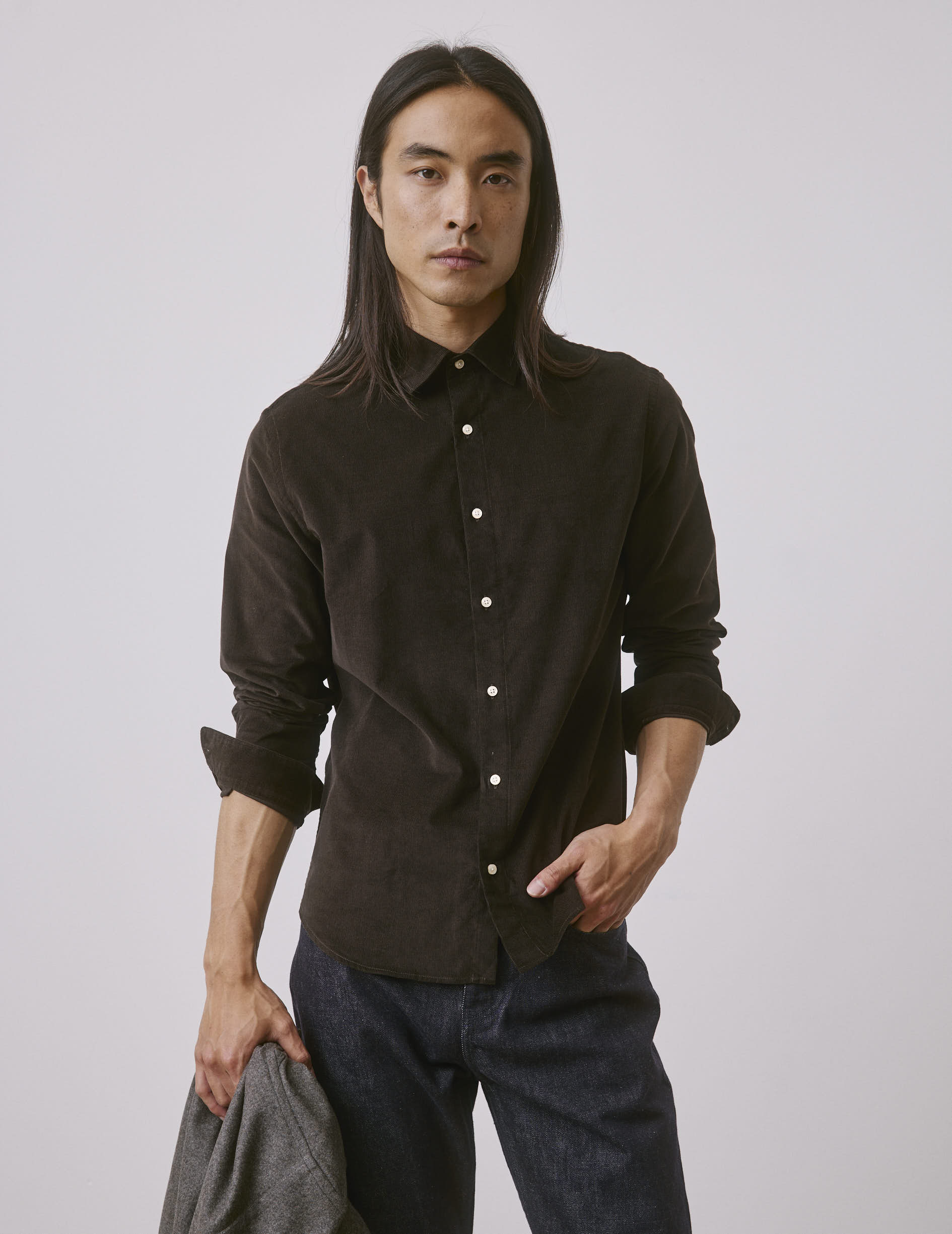 Auguste brown velvet shirt