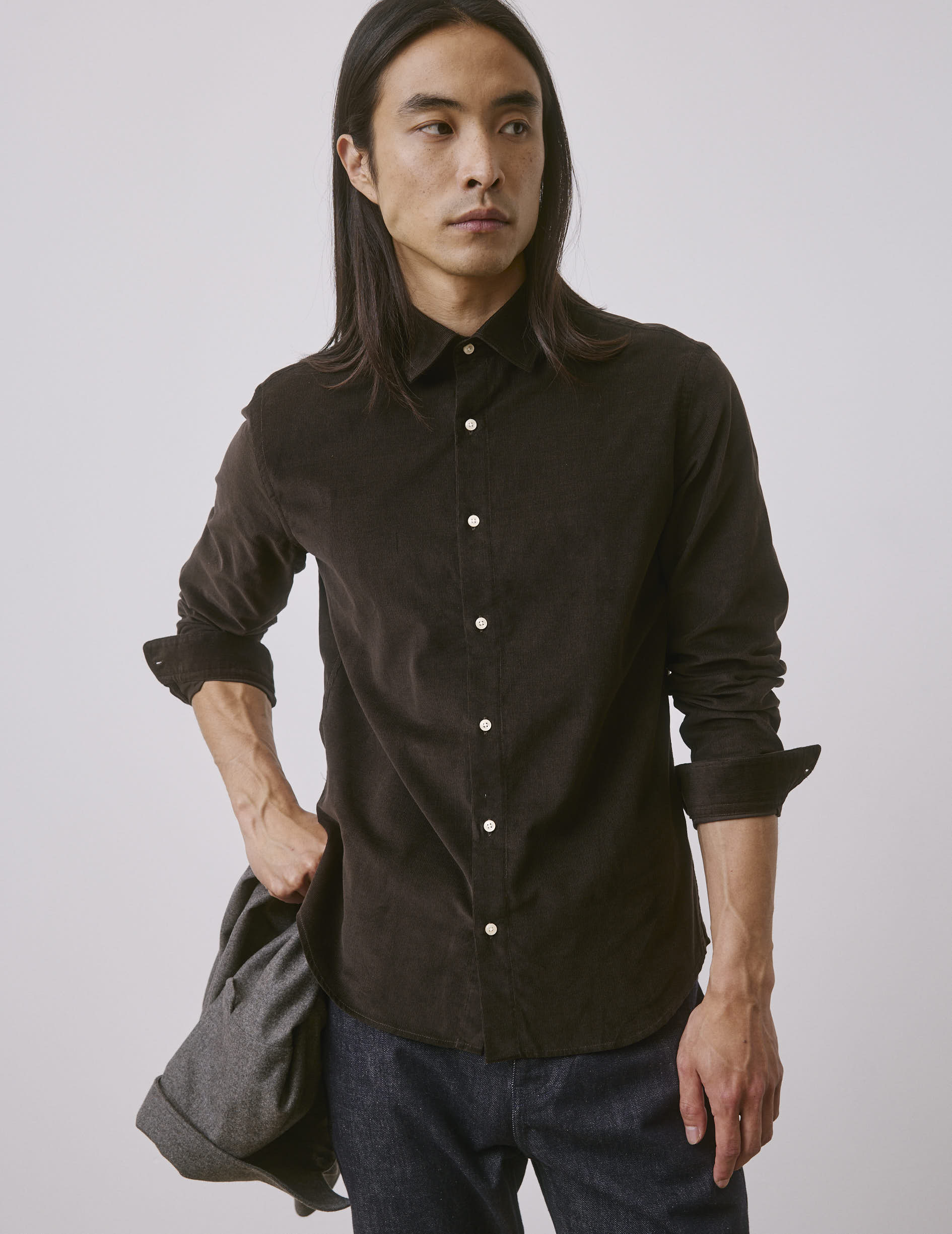 Auguste brown velvet shirt - Velvet - French Collar