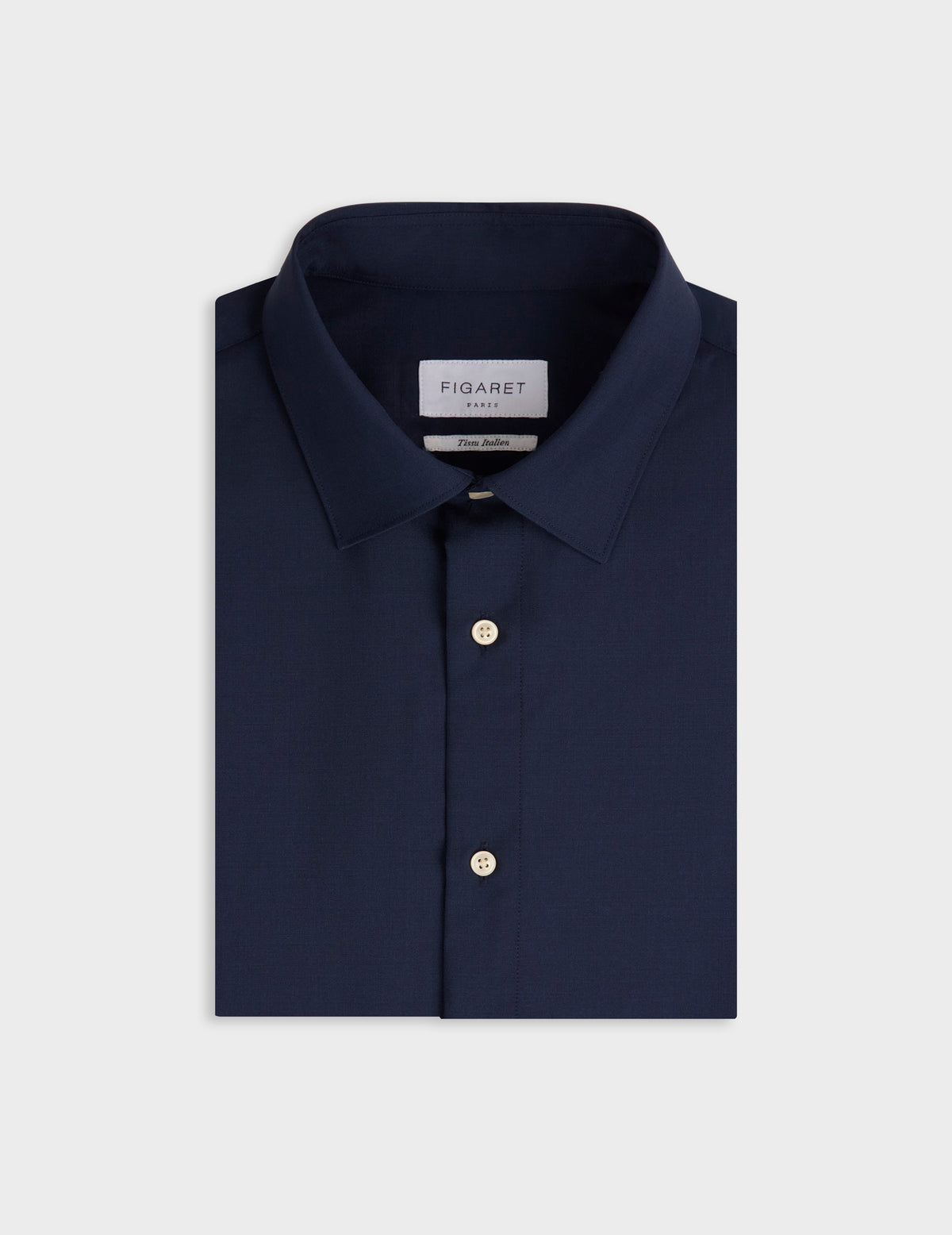 Navy blue virgin wool Auguste shirt - Wool - French Collar