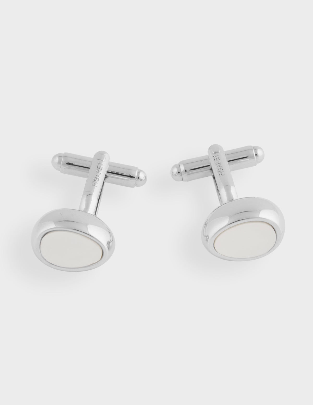 Natural mother-of-pearl and silver cufflinks