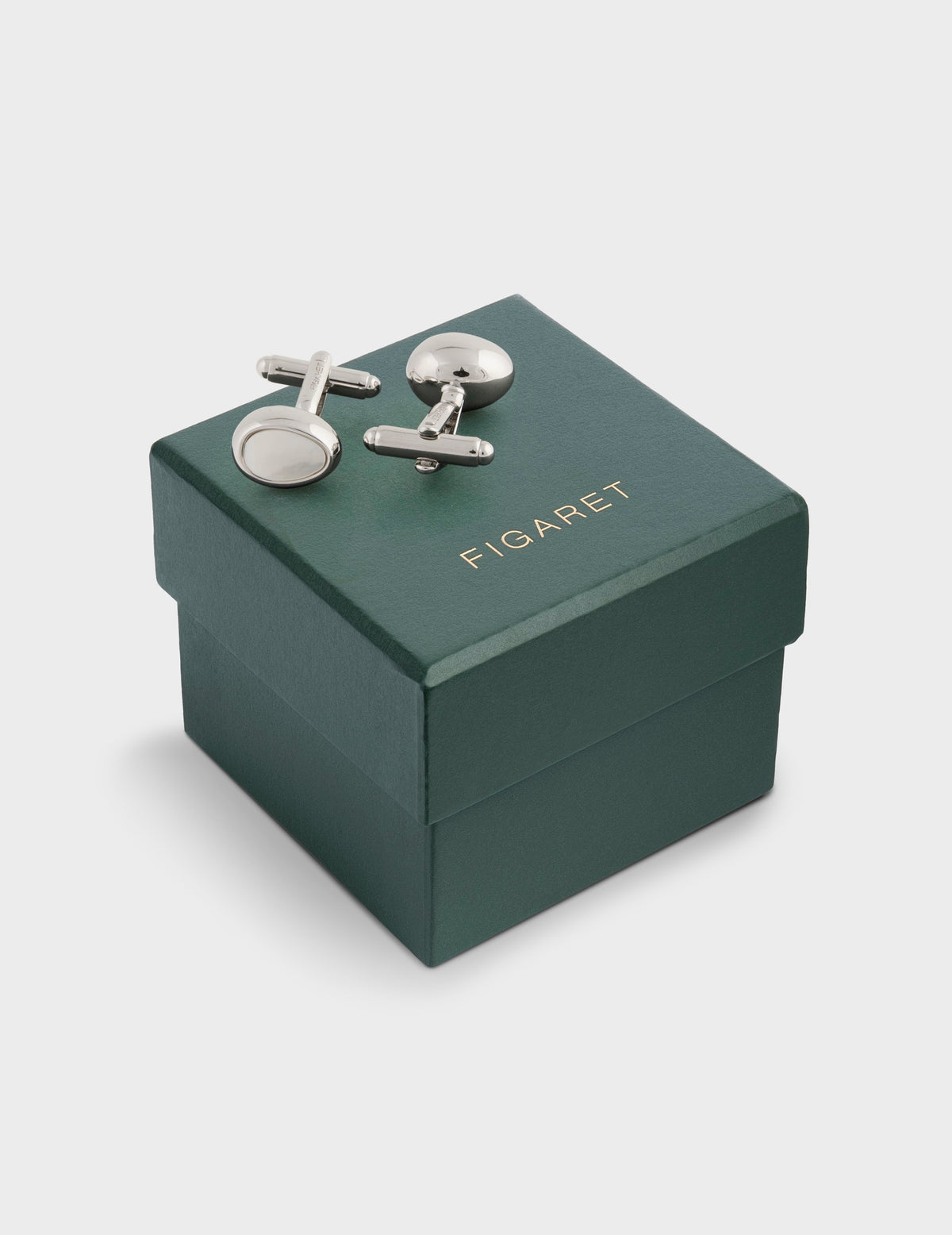 Natural mother-of-pearl and silver cufflinks