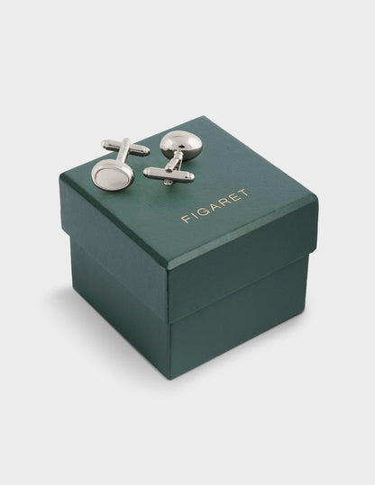 Natural mother-of-pearl and silver cufflinks