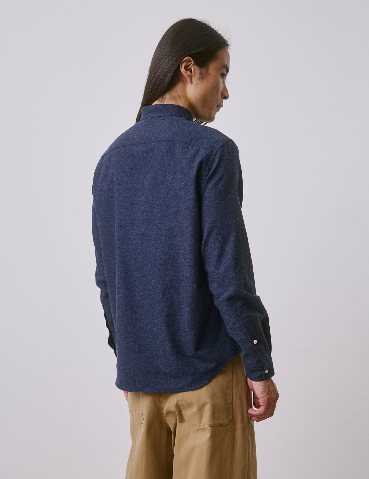 Navy blue flannel Carl shirt - Flannel - Carl Collar