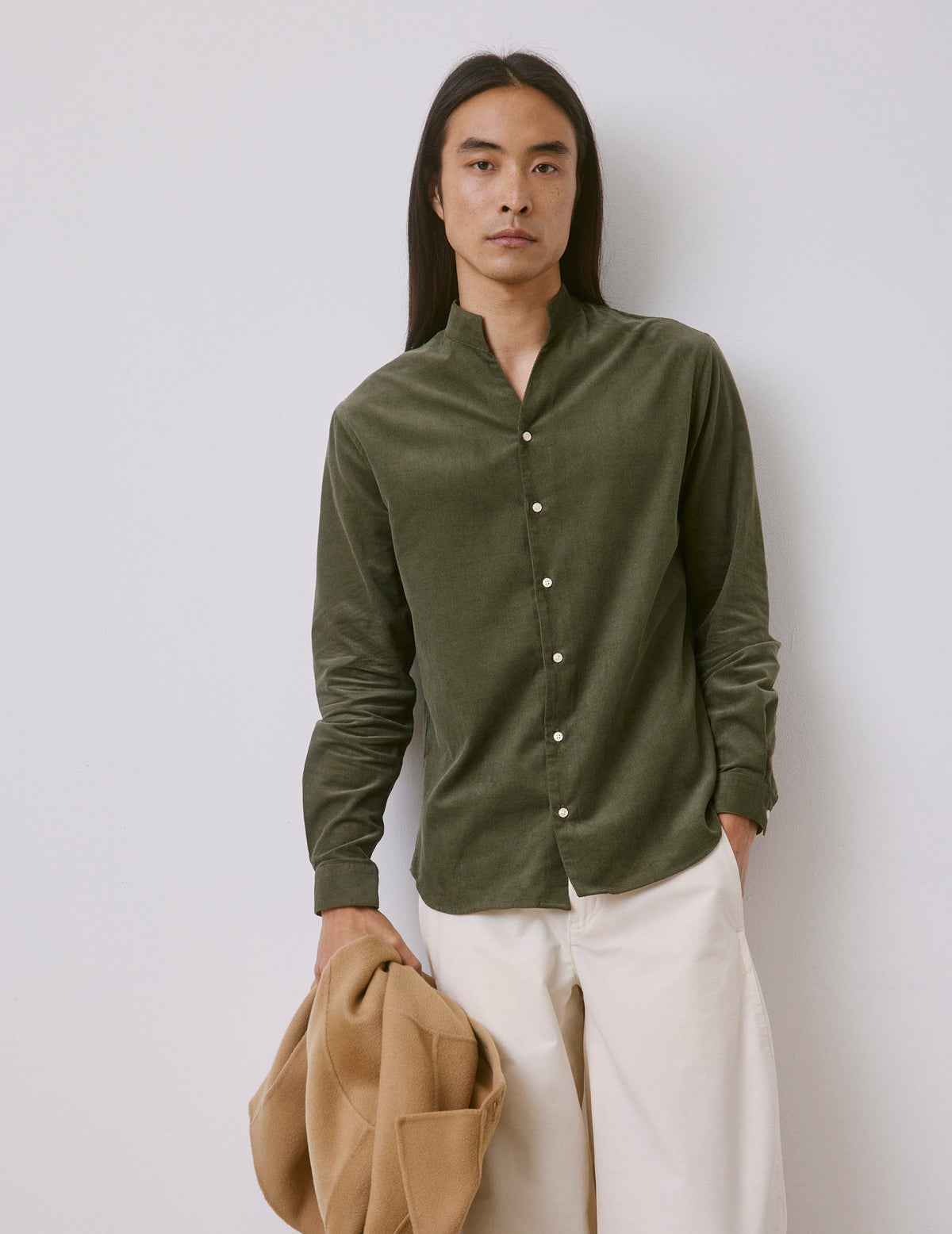 Khaki velvet Carl shirt