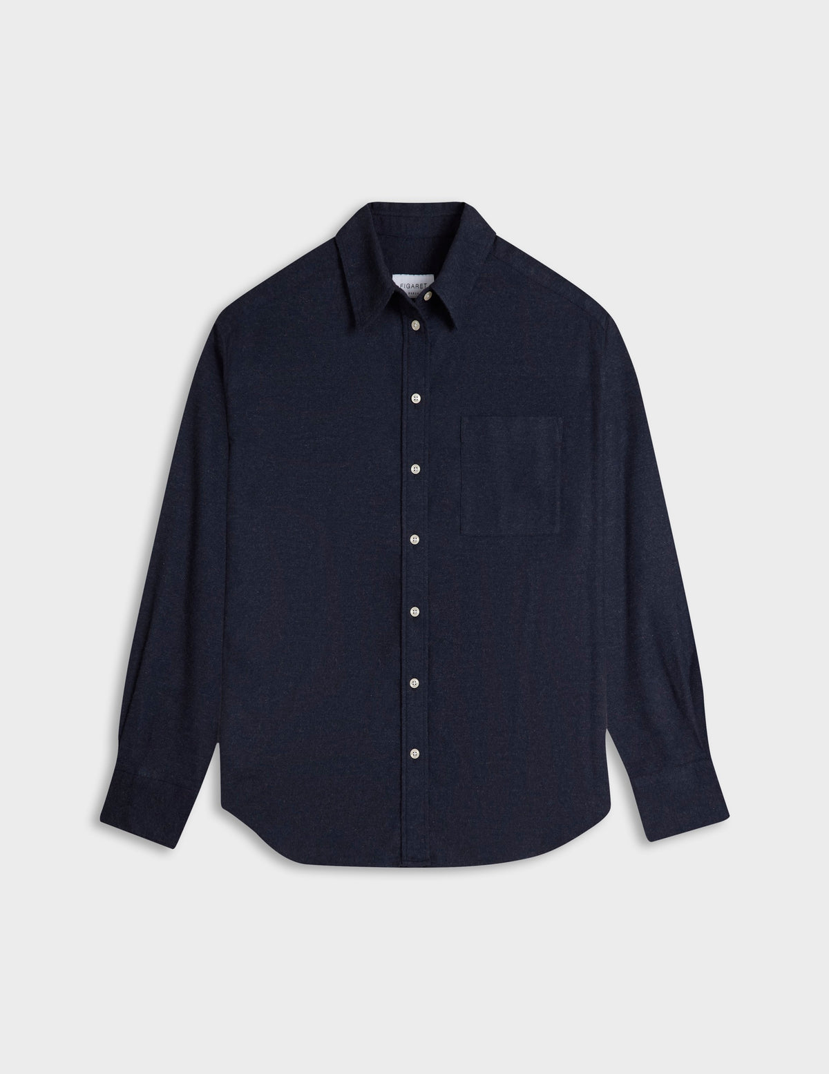Navy blue flannel and cashmere Charlotte shirt - Flannel - Shirt Collar