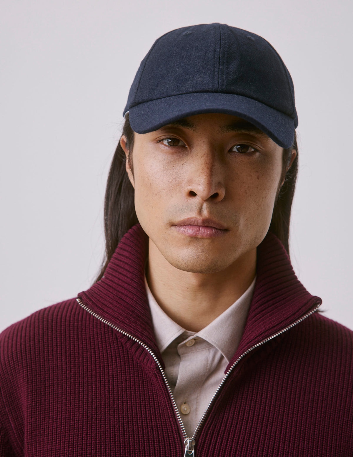 Navy wool canvas cap