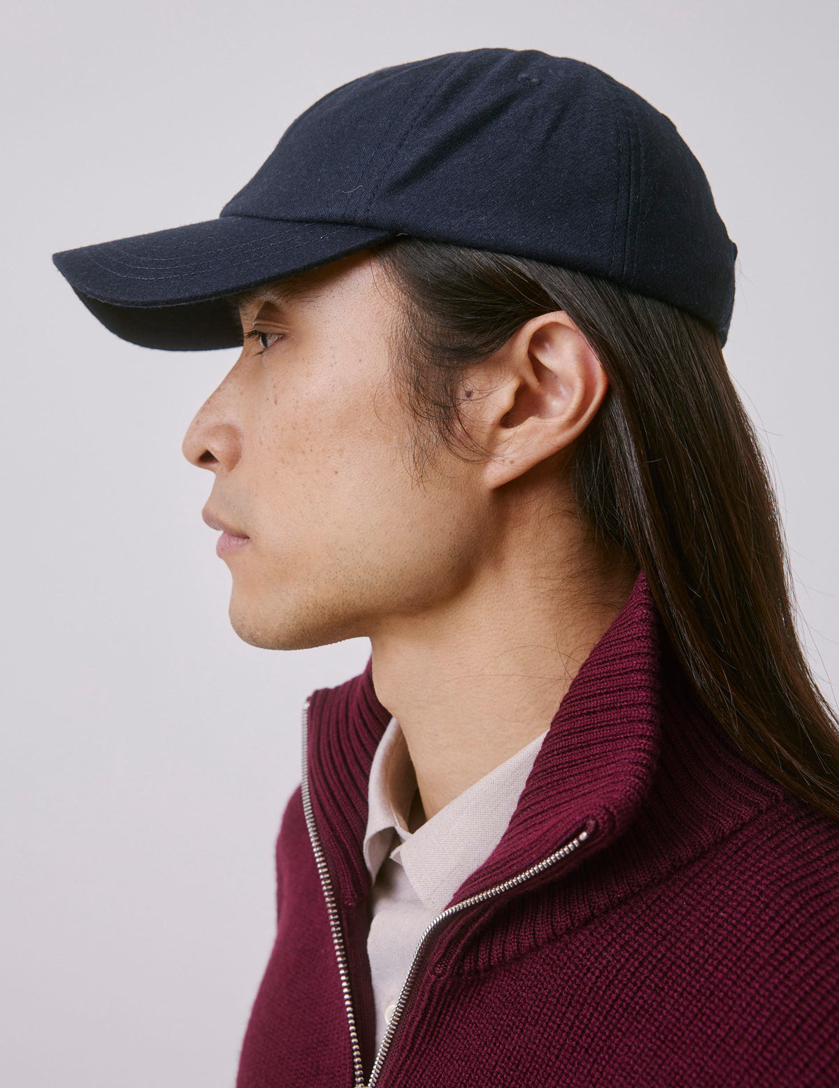 Navy wool canvas cap
