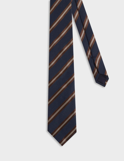Navy striped silk club tie