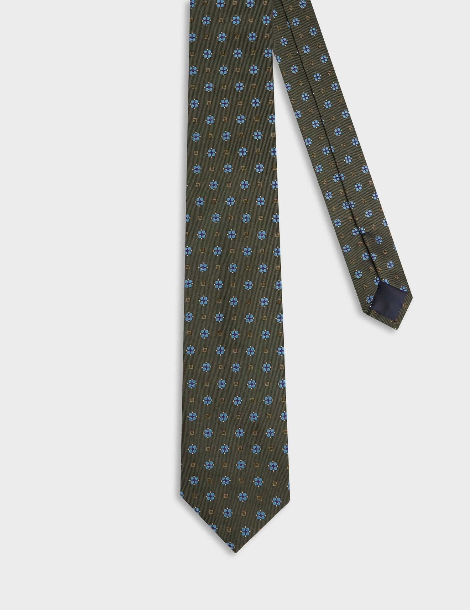 Khaki floral silk tie