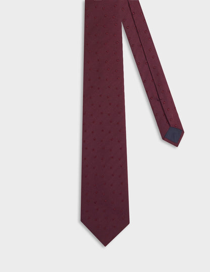 Burgundy polka dot silk tie