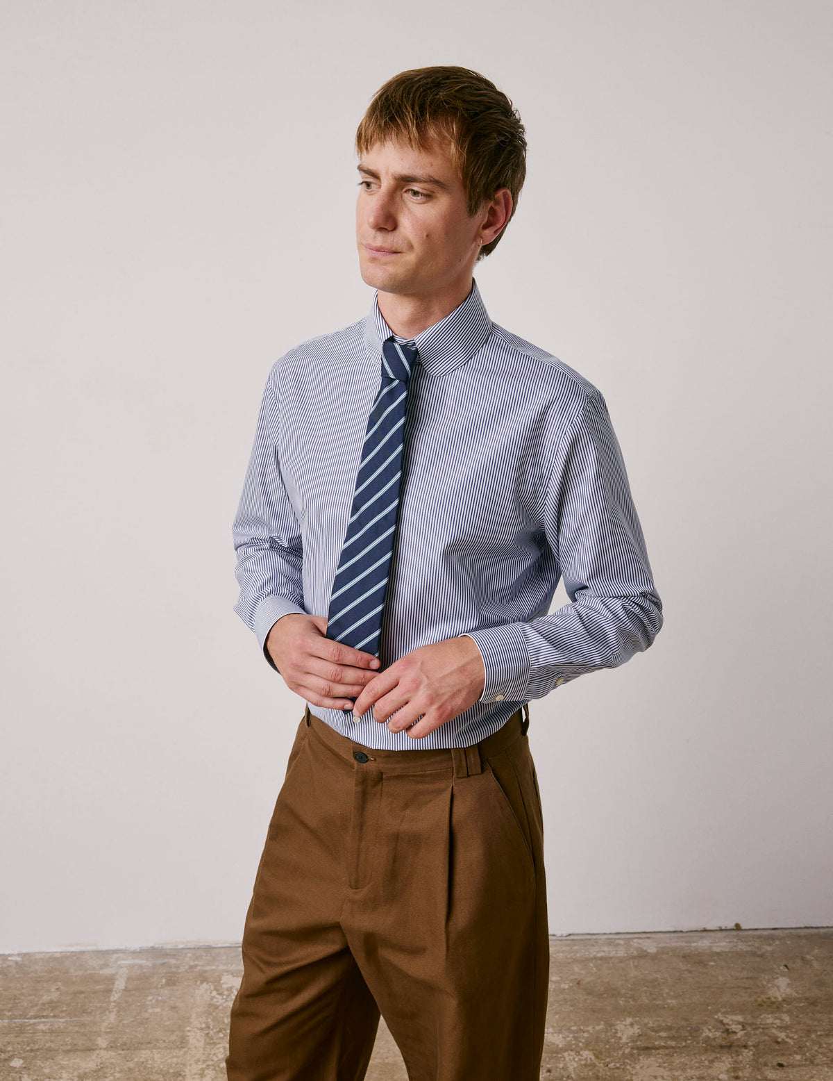 Navy striped silk club tie