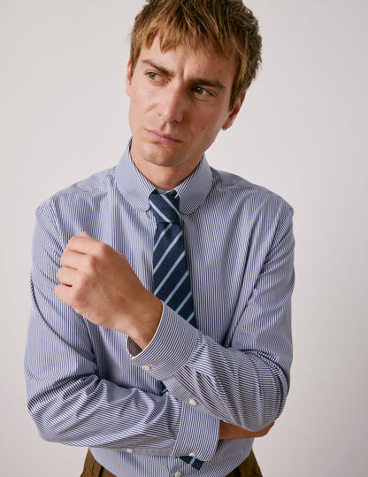 Navy striped silk club tie