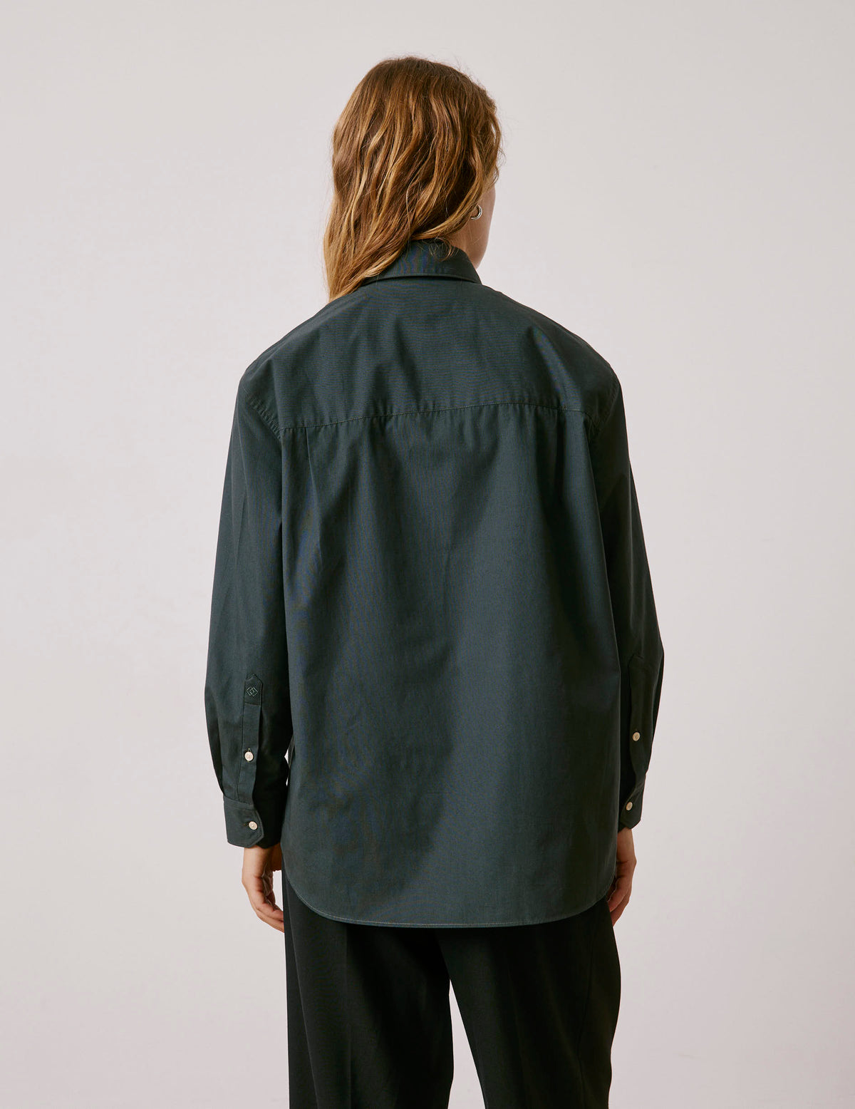 Green oversized Delina shirt - Poplin - Shirt Collar