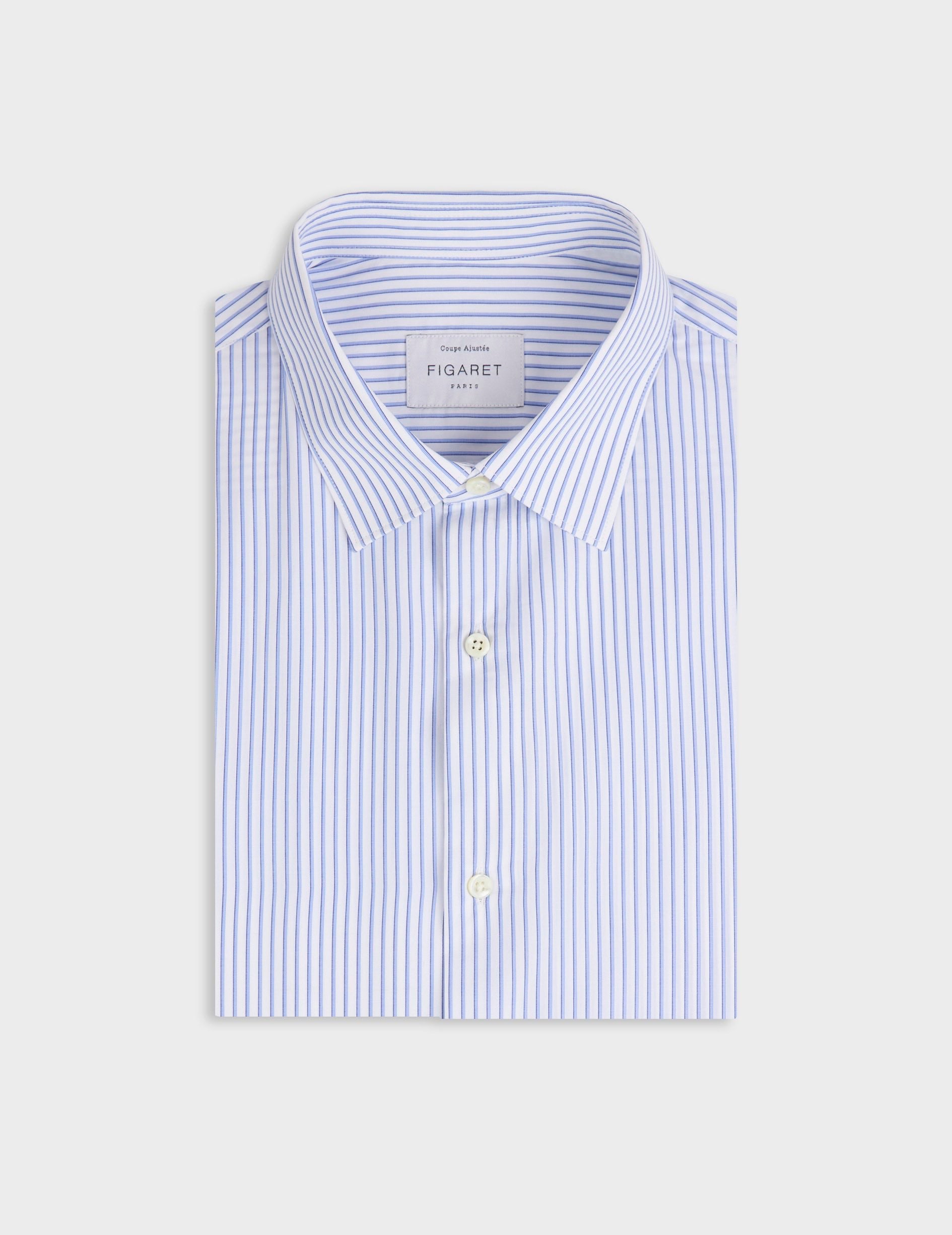 Fitted blue striped shirt