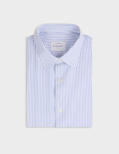 Fitted blue striped shirt