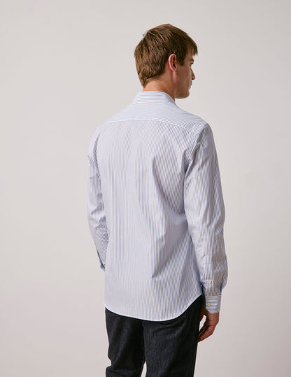 Fitted blue striped shirt