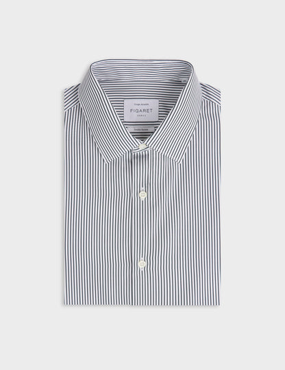Fitted green striped shirt