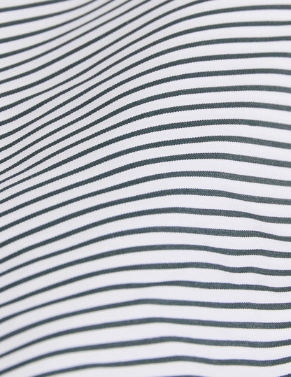 Fitted green striped shirt