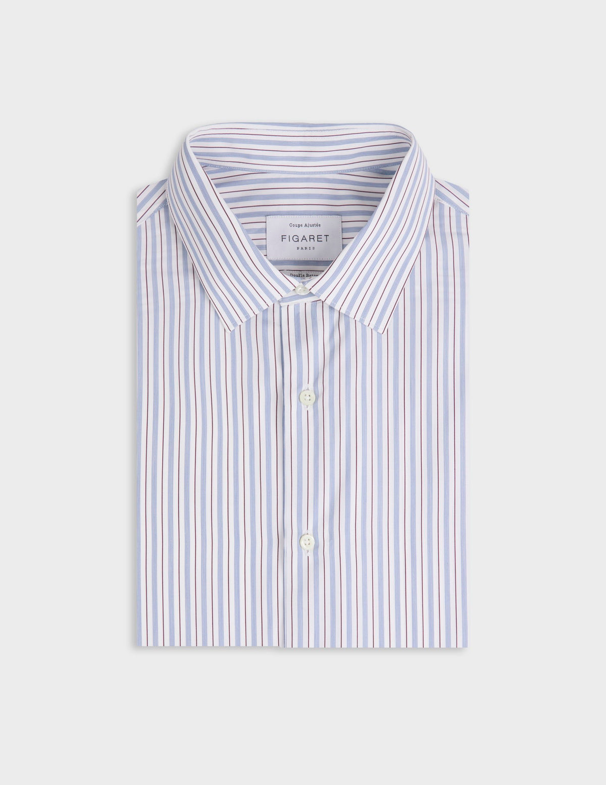 Fitted burgundy striped shirt - Poplin - Figaret Collar