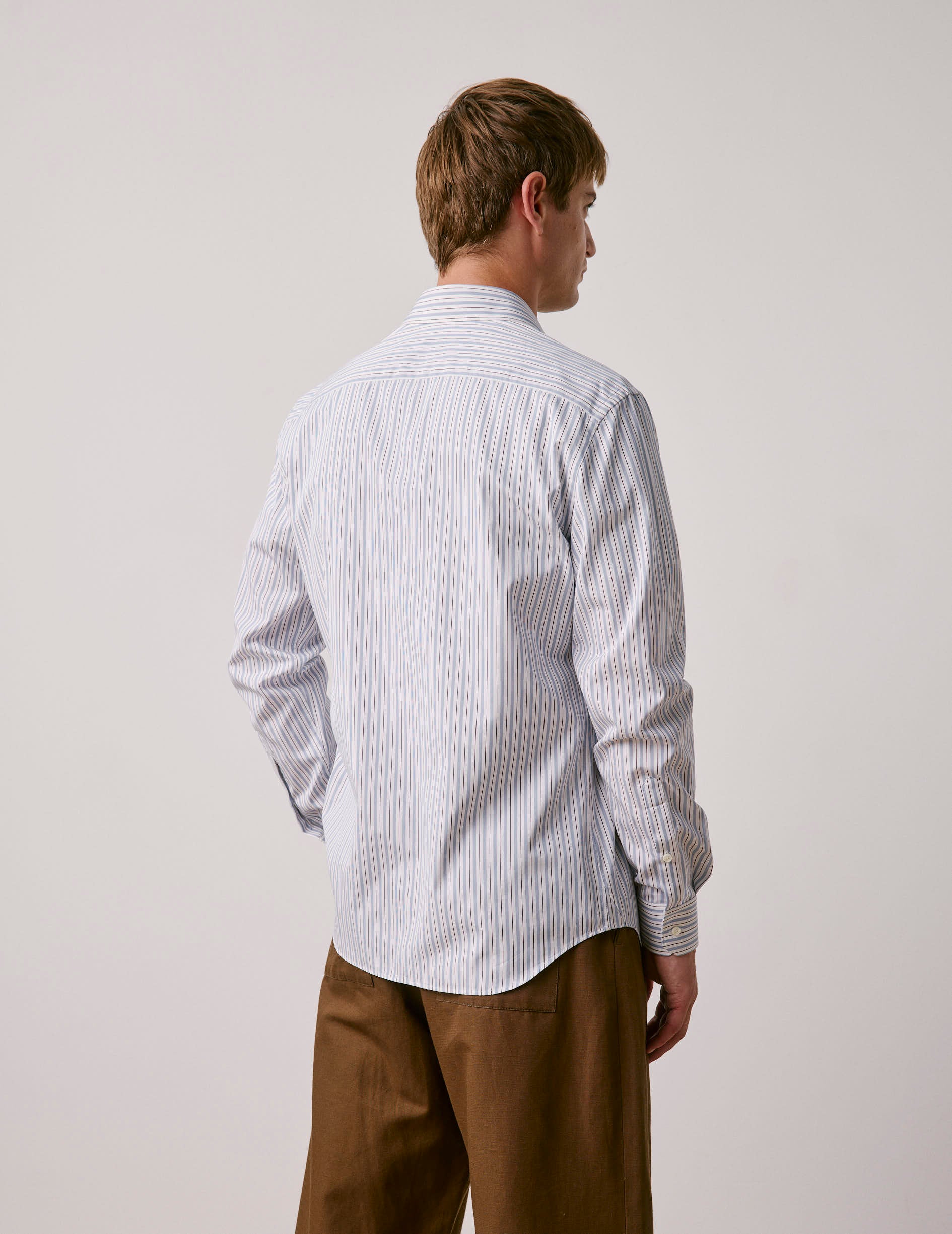 Fitted burgundy striped shirt - Poplin - Figaret Collar