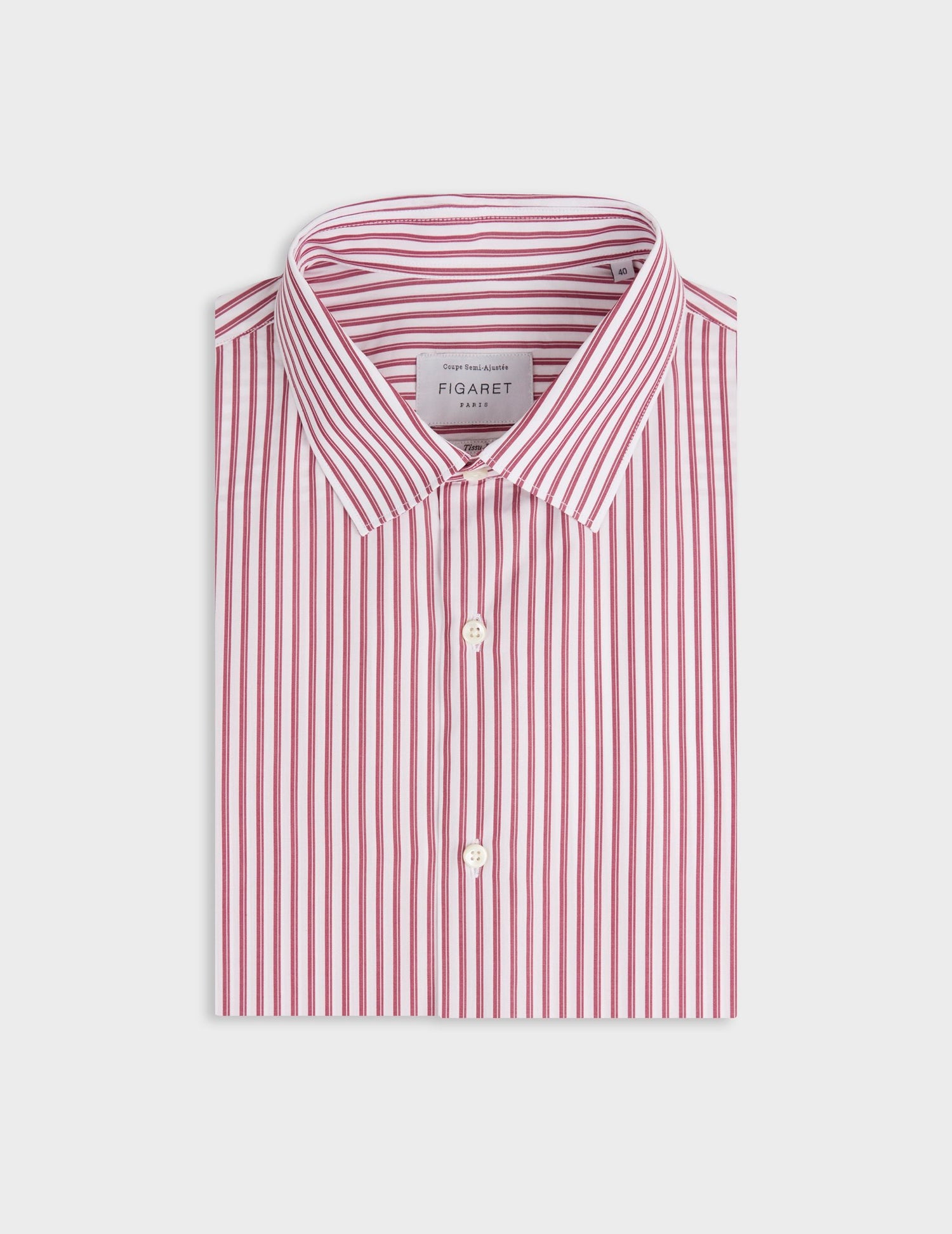 Semi-fitted red striped shirt - Poplin - Figaret Collar#2